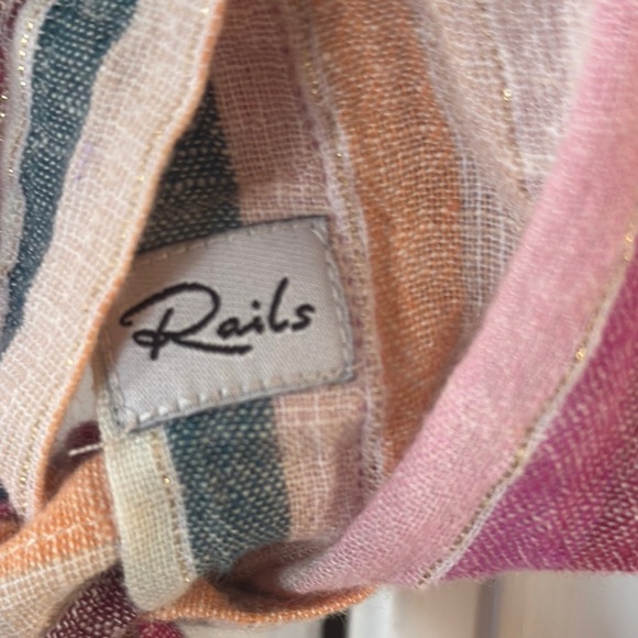 Rails Striped Multicolor Button-Up Tie Waist Blouse size Small - Picture 4 of 5